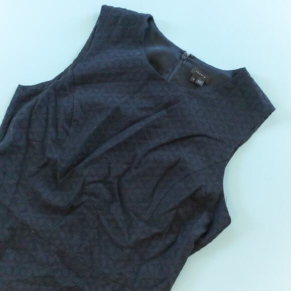 Theory Navy Textured Sleeveless Knee Length Dress Size 12 Frantias - Picture 2 of 9